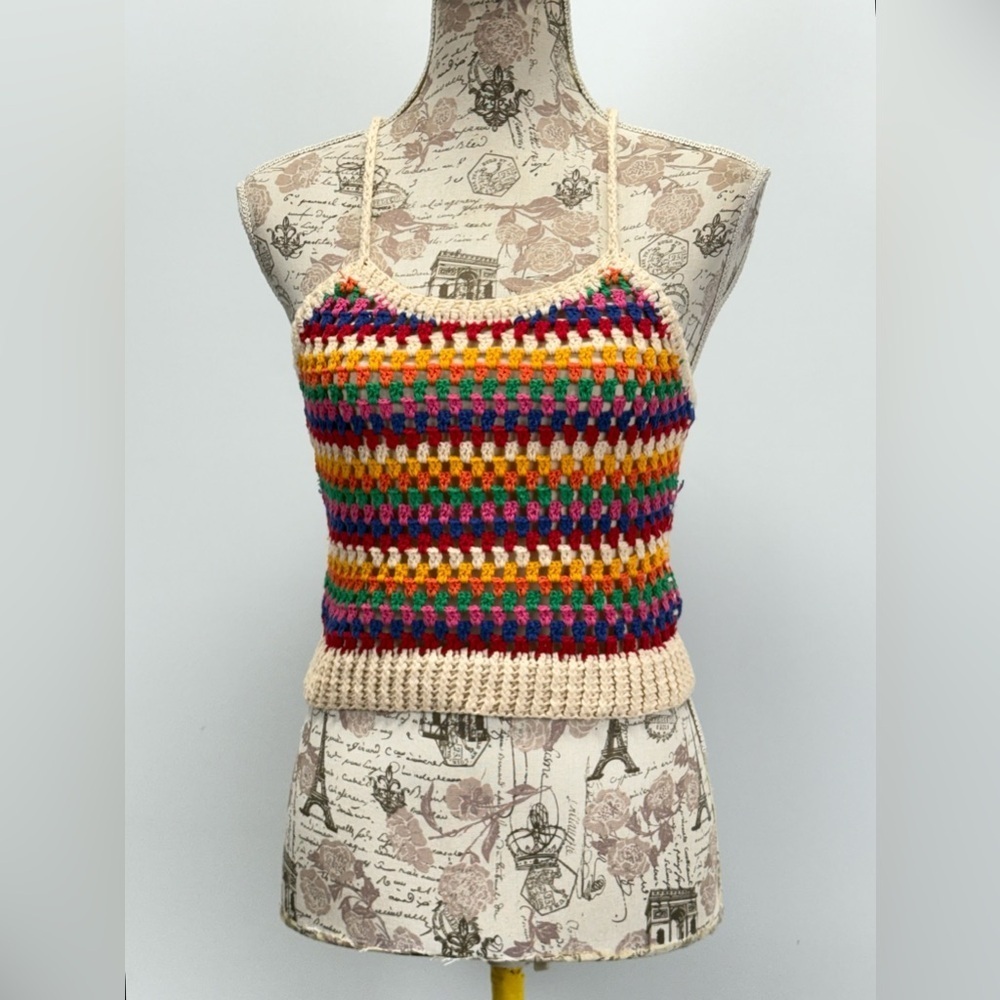 A FATHER'S LOVE Multicolor Crochet Halter Top size S - Picture 5 of 13